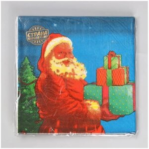 Салфетки бумажные Страна Карнавалия "Дед Мороз с подарками", набор 20 шт., 33х33 см