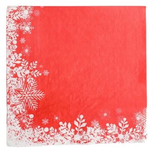Салфетки бумажные Страна Карнавалия "Снежинки на красном", 33х33 см, набор 20 шт.