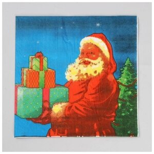 Салфетки бумажные ТероПром 7675170 «Дед Мороз с подарками», набор, 20 шт, 33 33 см