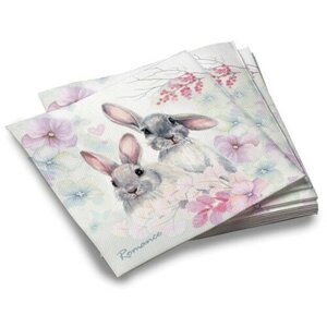 Салфетки бумажные трёхслойные «Кролики»пастель), 33 33 см, 20 штук