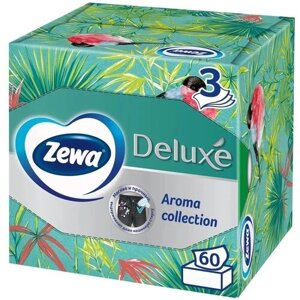 Салфетки бумажные в коробке Zewa Deluxe Арома Коллекция, 3 слоя, 60 шт.