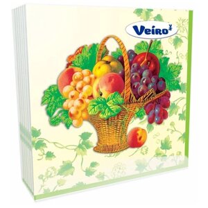 Салфетки бумажные Veiro "Корзина с фруктами", трёхлойные, 33x33 см (20 штук)