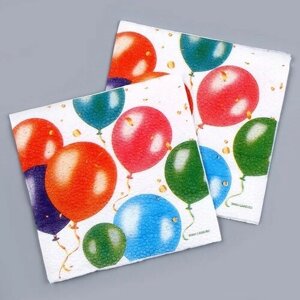 Салфетки бумажные «Воздушные шары», однослойные, 24х24 см, набор 20 шт.