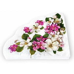 Салфетки декоративные бумажные" Яблоневый цветок" диаметр 32 см, 12 штук, 3 слоя.