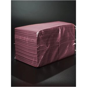 Салфетки двухслойные ZELPAPER 24х24 бордовые, бумажные, 250 шт, 100% целлюлоза