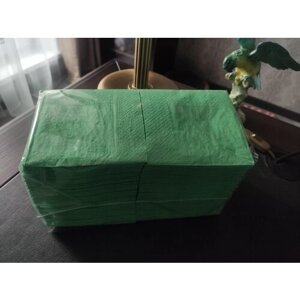Салфетки двухслойные ZELPAPER 24х24 зеленые, бумажные, 250 шт, 100% целлюлоза