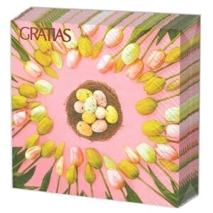 Салфетки Gratias Пасхальные тюльпаны, 20 листов, 1 пачка, бесцветный