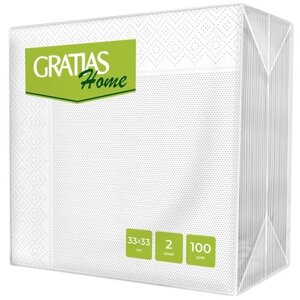 Салфетки Gratias Professional 2 слоя 33х33, 100 листов, бесцветный