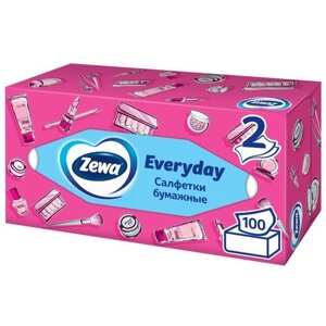 Салфетки косметические Zewa Everyday 6286 2х сл. в кор. 100 шт, 1 уп.