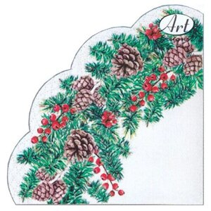 Салфетки Новогодние BOUQUET Rondo Новогодний венок-3 3-слойные 32 см 12 шт круглые