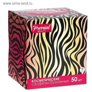 Салфетки «Premial» косметические 3-слойные в коробке Нон стоп, 50 шт микс