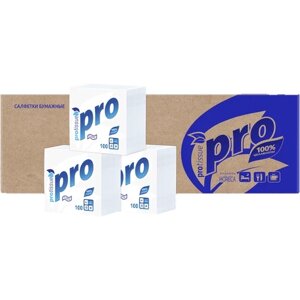 Салфетки сервировочные бумажные PROtissue C184 однослойные, белые, 24х24 см, 1 упаковка - 10 пачек по 100 листов