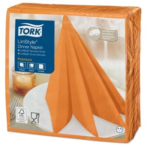 Салфетки Tork LinStyle Premium (39х39, оранжевые) 50шт/уп 478851