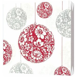 Салфетки трехслойные "Новогодние шары красные NEW", 33*30 см, 20 шт, Bulgaree Green