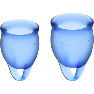 Satisfyer менструальные чаши Feel Confident 15 и 20 мл, 2 шт., синий
