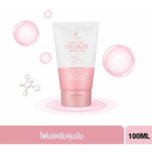 SCENTIO Пенка-скраб для лица морской коллаген Pink Collagen Radiant & Firm Oil Control Facial Foam Scrub, 100 мл