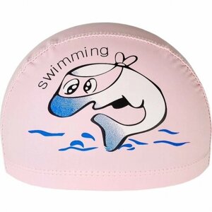 Шапочка для плавания детская Дельфин E41273, ПУ, светло розовая