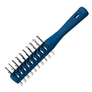 Щётка для укладки волос туннельная двухсторонняя с резиновой ручкой, синяя
