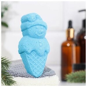 Шипучая бомбочка Снеговик с ароматом лаванды, голубая, 100 гр