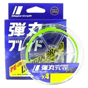 Шнур major craft dangan braid PE X-4 200м GREEN # 1.0 (18lb) DB4-200/1GR