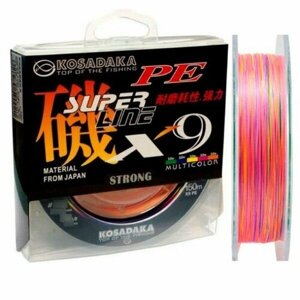 Шнур плетен. Kosadaka "SUPER LINE PE X9" 150м, цв. multicolor; 0.30мм; 25.8кг