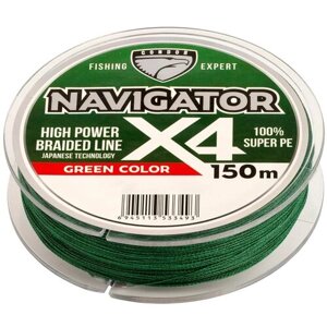 Шнур плетеный / плетенка Navigator x4 d-0,16 мм, L-150 м, цвет зеленый, разрывная нагрузка 10,80 кг