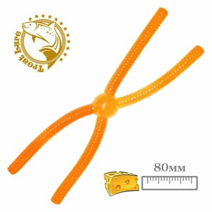 Силикон TROUT LURE (sansan) в банке, doshik-X 80, сыр, COL. 2 (orange)12шт)