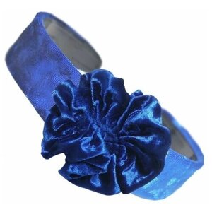 Синий бархатный ободок с цветком