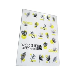 Слайдеры для ногтей Vogue Nails водные наклейки украшения, листья, веточки, геометрия