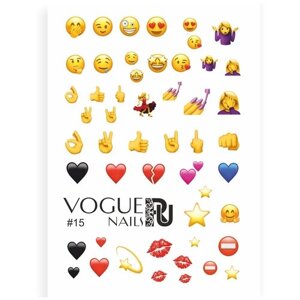 Слайдеры для ногтей Vogue Nails водные наклейки украшения персонажи эмодзи сердечки звезды