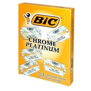 Сменные двусторонние лезвия Bic Chrome Platinum блок 20 упаковок по 5 двусторонних лезвий