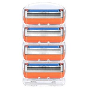Сменные кассеты лезвия для бритв совместимые с Gillette Fusion 4 штуки (оранжевые)