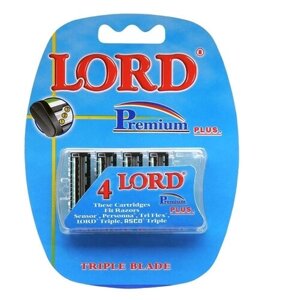 Сменные кассеты Lord Premium Plus 3 лезвия, 4 шт.