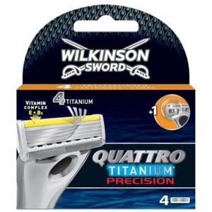 Сменные кассеты Wilkinson Sword Quattro Titanium Precision, 4 шт.