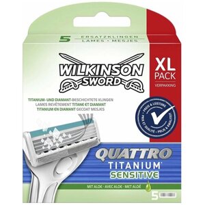 Сменные кассеты Wilkinson Sword Quattro Titanium Sensitive, 5 шт.