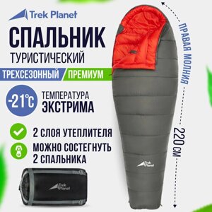 Спальный мешок TREK PLANET Suomi, серый, молния с правой стороны