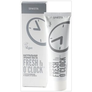 SPASTA/Натуральная зубная паста FRESH O'CLOCK Суперотбеливание и защита от кариеса, 90 мл