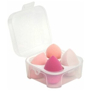 Спонжи для макияжа набор KG-014, скошенное яйцо, розовый, 4 шт