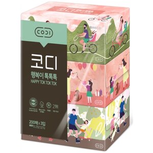 Ssangyong Бумажные салфетки "Счастливая прогулка" двухслойные мягкие 200 шт х 3 упаковки