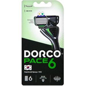 Станок для бритья Dorco Pace 6 + 2 кассеты, 6 лезвий, плавающая головка , 1 шт.