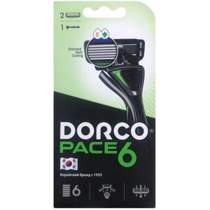 Станок для бритья Dorco Pace 6 + 2 кассеты, 6 лезвий, плавающая головка