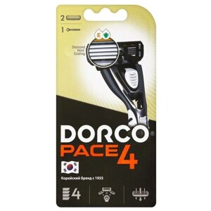 Станок для бритья Dorco Pace4 + 2 кассеты, 4 лезвия, плавающая головка