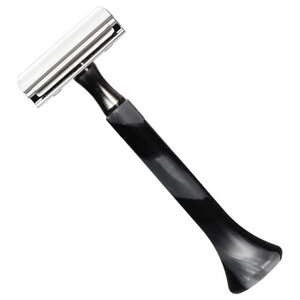 Станок для бритья Erbe с двумя лезвиями, цвет хром, ручка- силикон, цвет: серебряный/черный