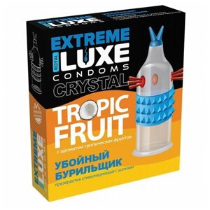 Стимулирующий презерватив Убойный бурильщик с ароматом тропических фруктов - 1 шт.