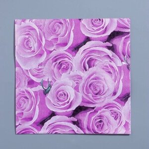 Страна Карнавалия Салфетки бумажные «Розы», 3333 см, набор 20 шт, цвет сиреневый