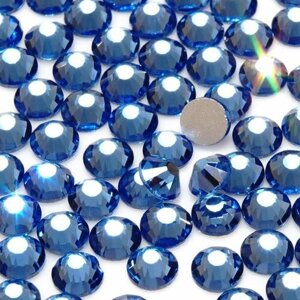 Стразы клеевые хрустальные ss30 (6,4 мм), цвет светло-голубой (Лайт Сапфир), холодной фиксации 288 штук блестящие стеклянные, для дизайна одежды