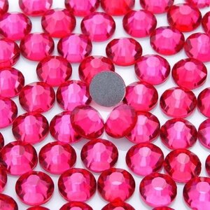 Стразы ss 12 (3 мм), цвет Пинк (ярко-розовый) холодной фиксации 1440 штук, клеевые, стеклянные, для гимнастики, для дизайна одежды