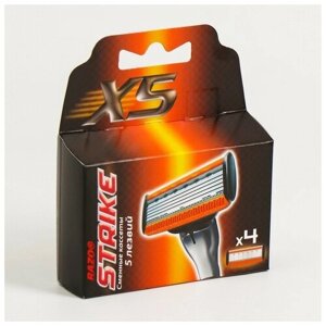 STRIKE PRO Сменные кассеты Strike Х5, 5 лезвий, увлажняющая полоса, 4 шт