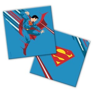 Superman. Салфетки бумажные трехслойные (синие) 33*33 см, 20 шт