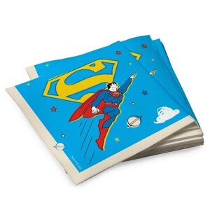 Superman. Салфетки бумажные трехслойные (желтый лого) 33*33 см, 20 шт